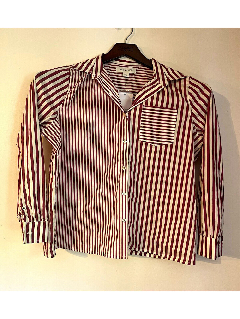 NWT Solid & Striped Target Women's Poplin Button Down Shirt Burgundy Small 0031